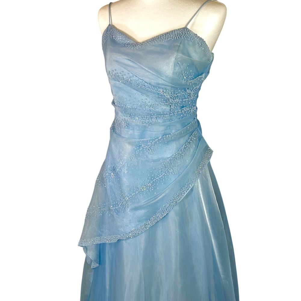 VTG Fairytale Blue Fairy Evening Gown XS Cinderella Princess Ball Gown Coquette - Picture 4 of 13